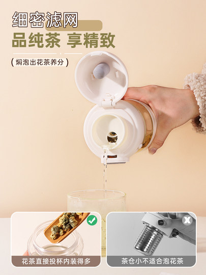 Taosen Forest Glass Tea Cup Flower Tea Water Cup for Women and Men New 2026 High-Value Tea and Water Separation Coffee Cup