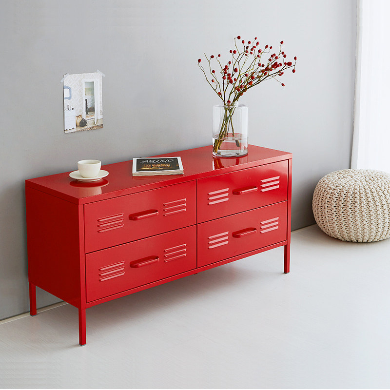 SINKOU steel drawer low cabinet Nordic minimalist modern iron TV cabinet small apartment iron storage storage cabinet