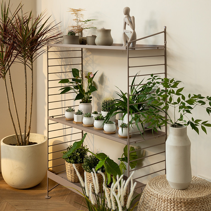 SINKOU wall with shelves in wind iron flower frame Nordic simple multi-floor bookshelf kitchen collection rack