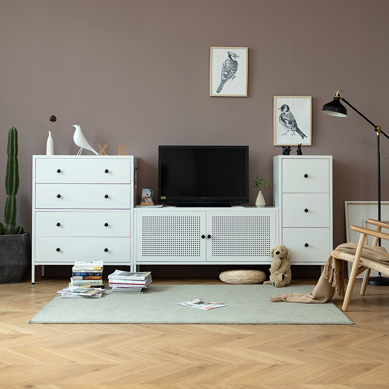 SINKOU TV cabinet modern minimalist living-room 2021 new small family type light lavish combined iron art storage storage cabinet