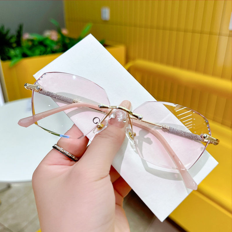 Authentic Gradient Color Popular Style Rhinestone High-Definition Large Frame Cut-Edge Fashionable Anti-Blue Light Reading Glasses New Fashion