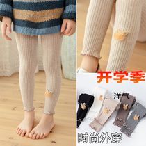 Girls pure cotton leggings spring and autumn thin section 3 baby slim stretch pants 5 baby cute long pants for outer wear 7 years old 9