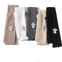 Girls leggings spring autumn thin velvet early winter foreign-style childrens nine-point pantyhose velvet medium thickness 4-6-8-10 years old