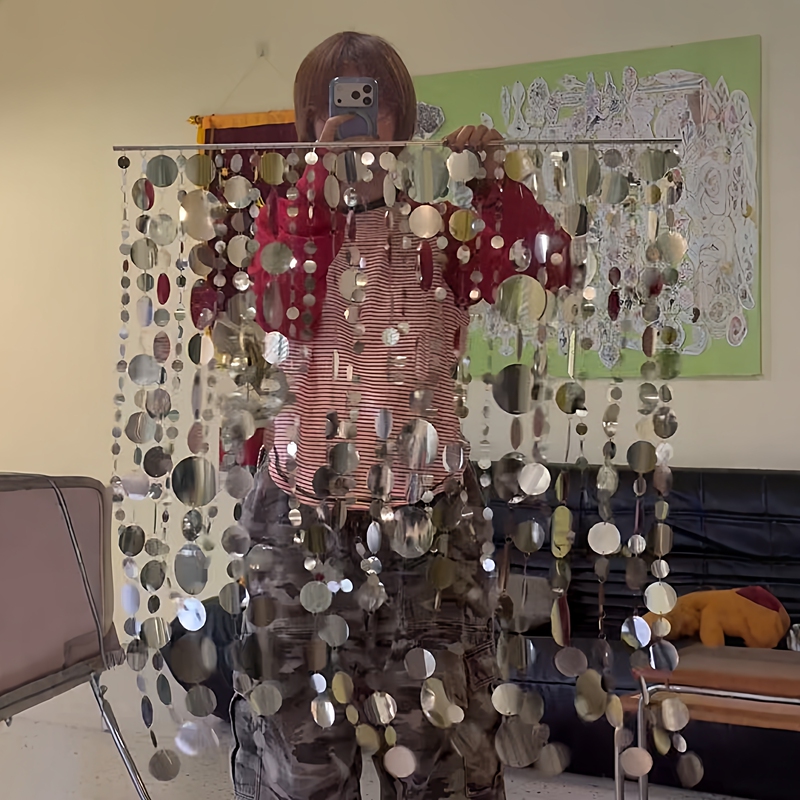 Handmade Beaded Door Curtain DIY Material Kit Dessert Shop Silver Sequin Door Curtain Small Hanging Ornaments Aluminum Alloy Curtain Track Handmade Beaded Door Curtain DIY Material Kit Dessert Shop Silver Sequin Door Curtain Small Hanging Ornaments Aluminum Alloy Curtain Track