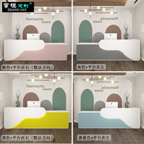 The company's front desk reception counter bar clothing store cashier qt shop small luxury beauty salon counter simple and modern