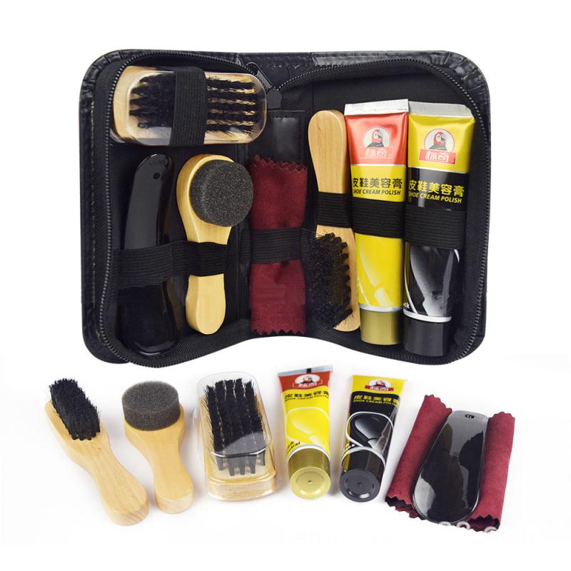 Leather shoe polish black colorless universal shoe shine tool leather shoe maintenance oil brown household cleaning brush set
