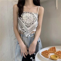 Large code square towels Breast-wearing Harness Vest Woman Summer Outside Wearing Fat MM Hot Girl Retro Plaid Short of inner hitch bottom blouse