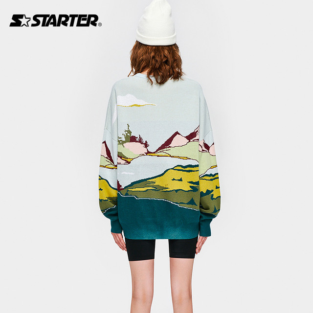 STARTER Sweater ລະດູຫນາວຂອງແມ່ຍິງຮູບແບບໃຫມ່ຈົດຫມາຍສະບັບ Contrast ຄົນອັບເດດ: Casual ແຂນຍາວຄໍໄດ້ຕະຫຼອດ