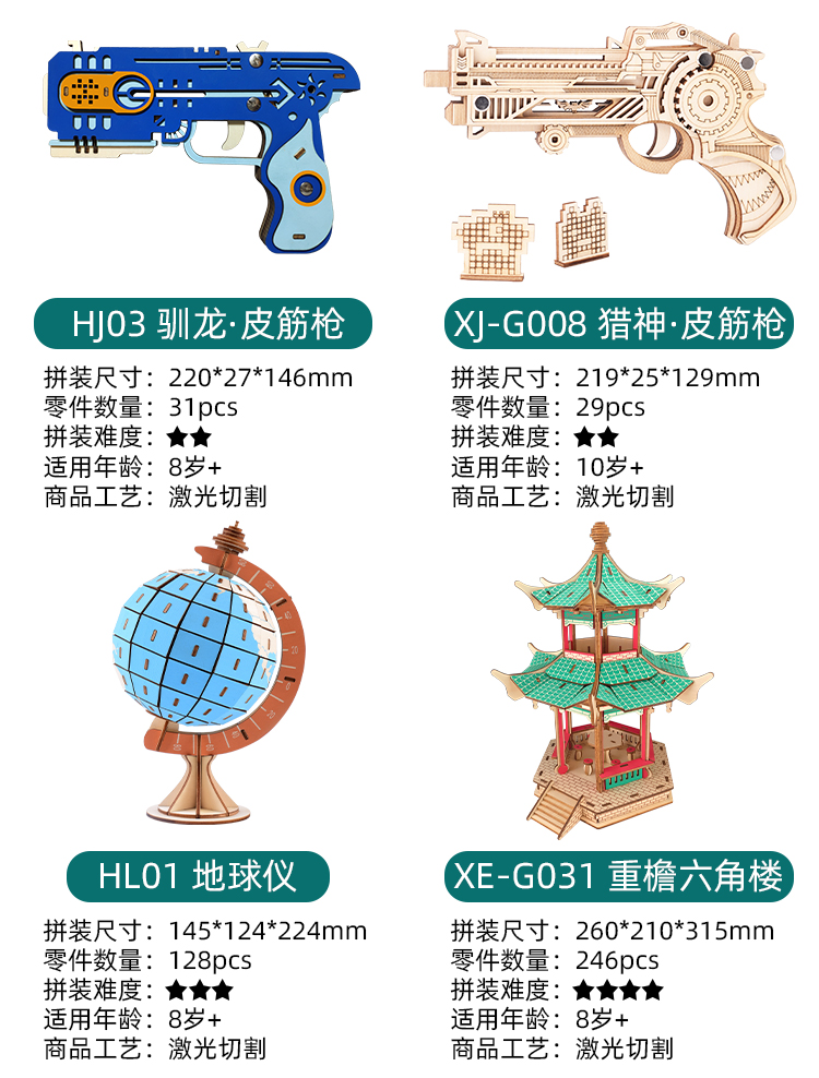 【中国直邮】TIMESWOOD 古建筑模型立体拼图 阿房宫款 1件 木质拼装 成人儿童玩具 榫卯结构积木 