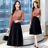 Осеннее платье, модный комплект, юбка, 2021 года, яркий броский стиль, в западном стиле, по фигуре