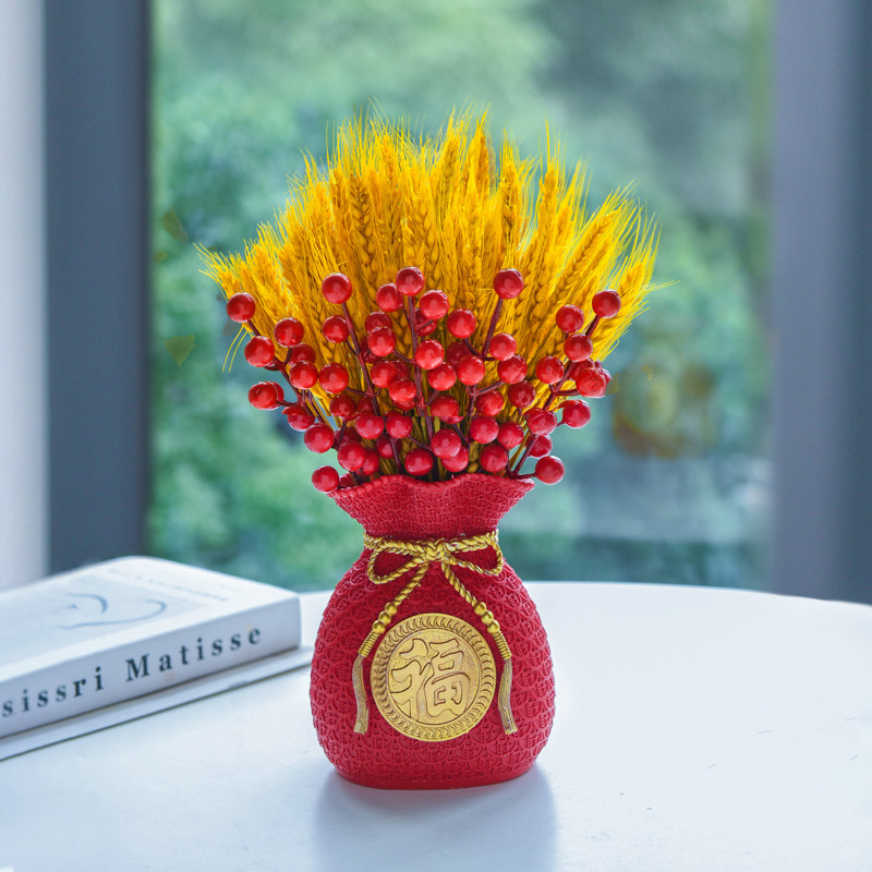 Natural gold wheat ears dried flower barley bouquet decoration living room golden wheat gift vase simulation flower decoration