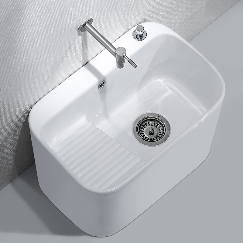 Balcony wash mop pool household powder room large laundry pool one ceramic mop pool with washboard