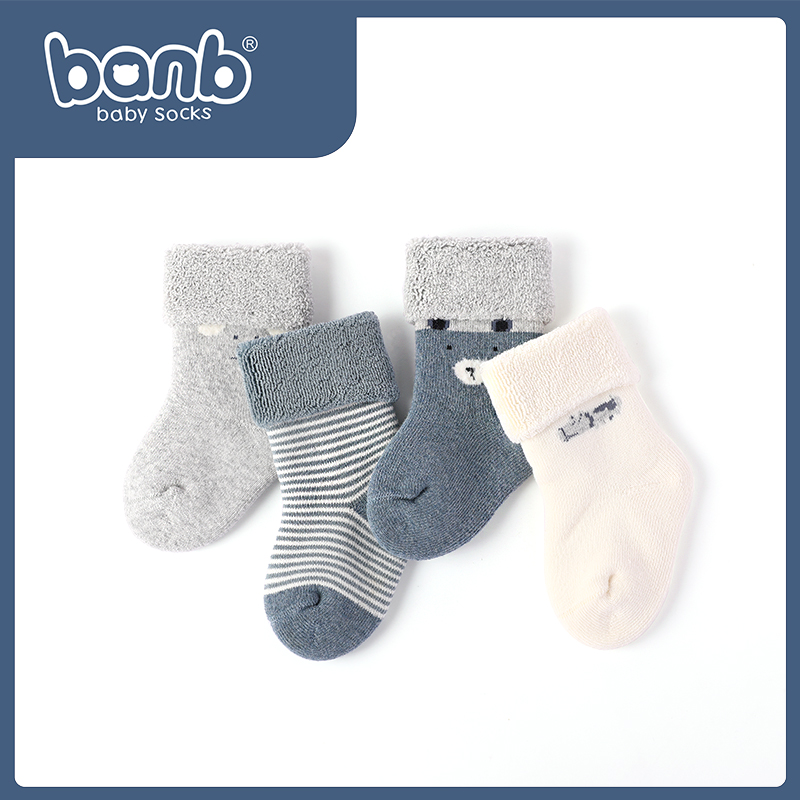 Baby socks autumn and winter cotton socks thickened new birth child 0 - 3 months cute supermei baby stockings 1 year old
