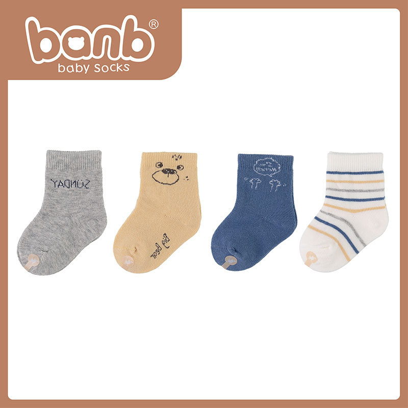 Bambi baby socks 0-3 months Chunqiu pure cotton thin boy boy Songkou Sox New newborn baby 1 year old