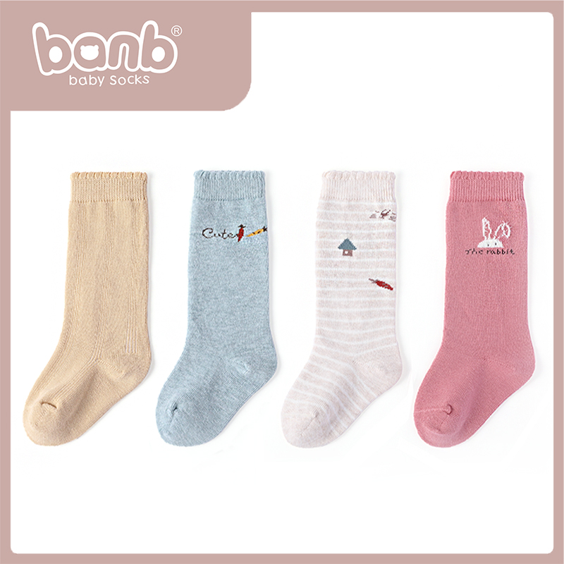 Zebra baby midsize stockings spring autumn season pure cotton thin paragraph 0-3 month New beginner baby Songkou Sox 1 year old