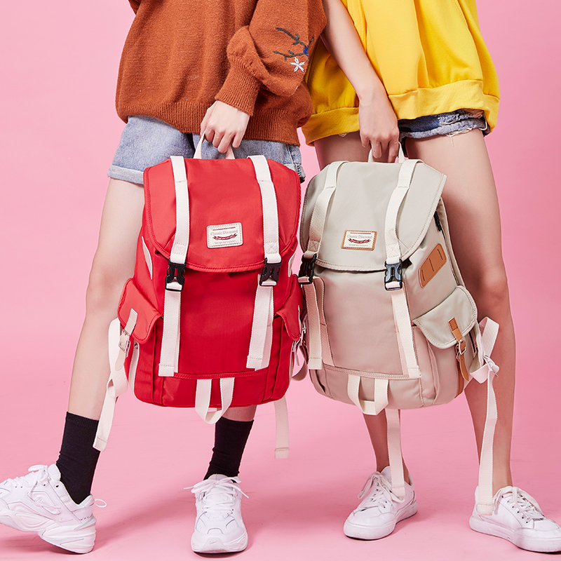 Miyano Jiu Chong Double Shoulder Bag Woman Fashion Trend Draw Rope Han Edition College Student School Bag Travel Big Capacity Computer SHOULDER BAG