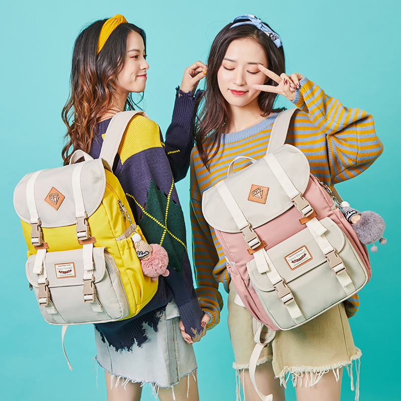 2021 Han Edition Campus School Bag Elementary School Students High Grade Waterproof and minus Double Shoulder Bag Junior High School Student's Shoulder Bag