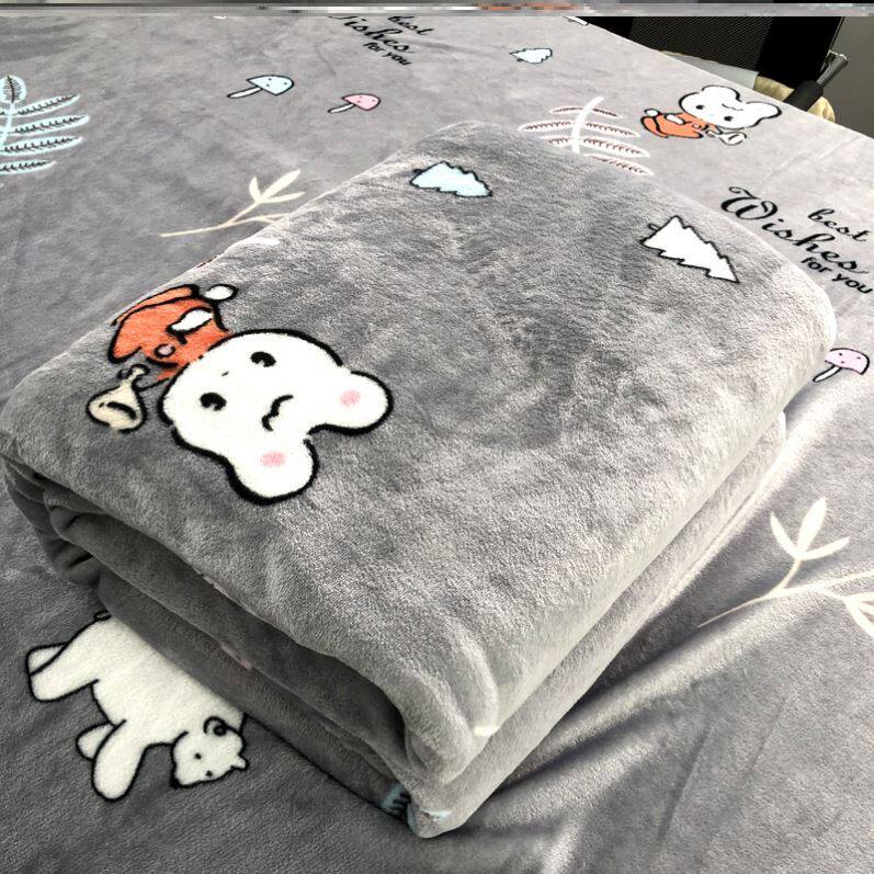 Coral Suede Blanket with not dropping out of hair Monolayer 1 m 2 Bed Linen Pieces Plus Suede Air Conditioning Blanket Thicken Home Double Winter