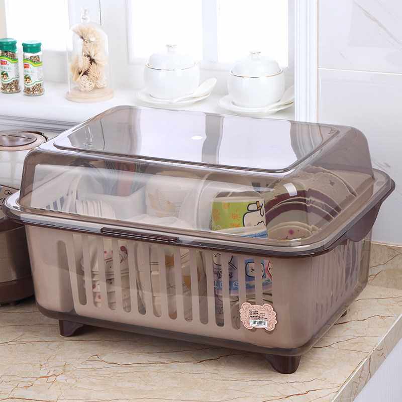 Dust Resistant Plastic Bowl Tray Cabinet Big kitchen Economy Type of home Bowl Chopsticks Containing cartridges lid Dishes Drain Shelve