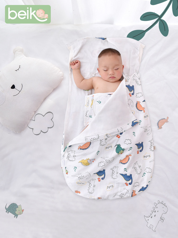 Baby gauze sleeping bag Baby spring and autumn thin surrender summer anti-jump newborn four seasons universal anti-kick quilt