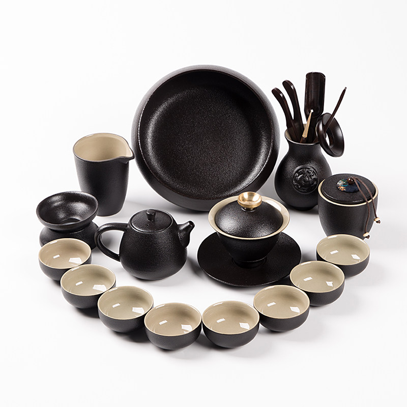 Know White Black Pottery Tea Set Group Office Kung Fu Whole Set Tea Set Brief Tea Tea Art Ceramic Teapot Tea Cup