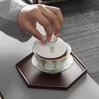 Zhibai hand-painted three talented bowls personal tea bowls simple tea bowls white porcelain iron Guanyin home kung fu tea accessories