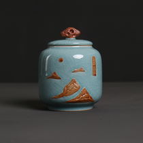 Household tea cans Ceramic sealed cans Tea packaging boxes Large portable Puer tea moisture-proof ceramic storage cans