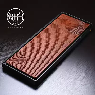 Zhibai bamboo drainage heavy bamboo tea tray Japanese Tea Sea tray dry and wet bubble tray tea table simple modern personality living room