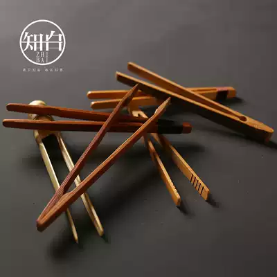 Zhibai tea clip kung fu tea set accessories tea ceremony clip tea cup tweezers tea cup fork chicken wing Wood six gentlemen