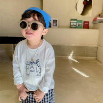 Boy hit undershirt baby spring dress 2022 New children pure cotton Nets Korean girl white long sleeve T-shirt