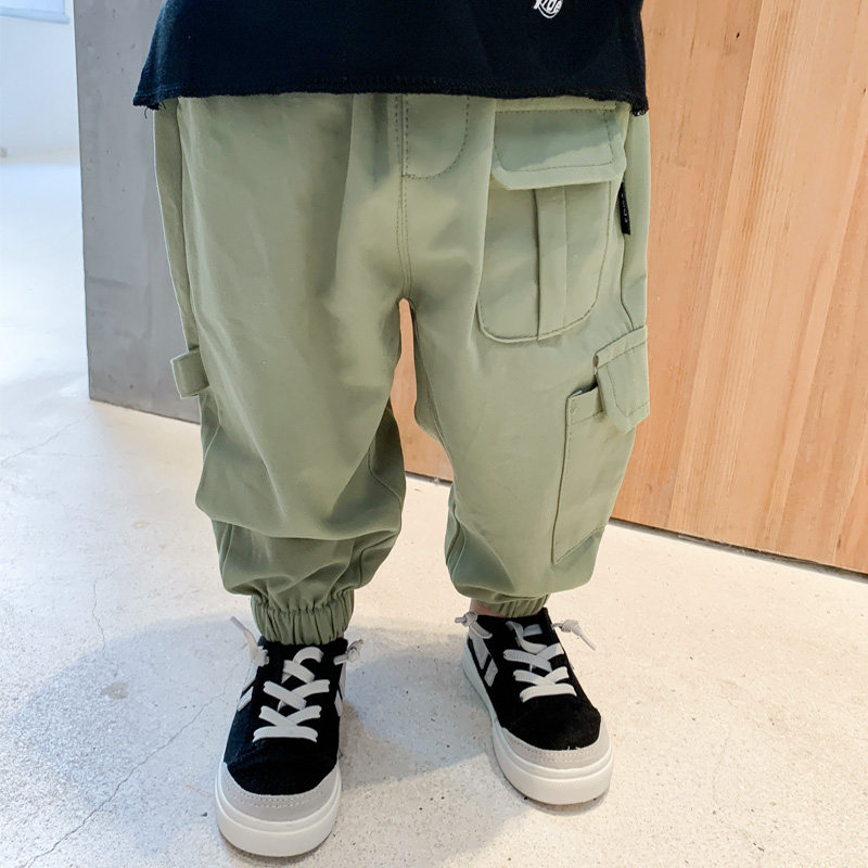 Little Zheng Children's Clothing Boys Casual Pants Army Green Harem Pants Lob Pants Baby Khaki Children's Overalls
