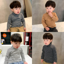 Children long sleeve blouses 2021 The autumn winter new interiorings of the autumn clothes foreign air Han version striped baby high collar undershirt
