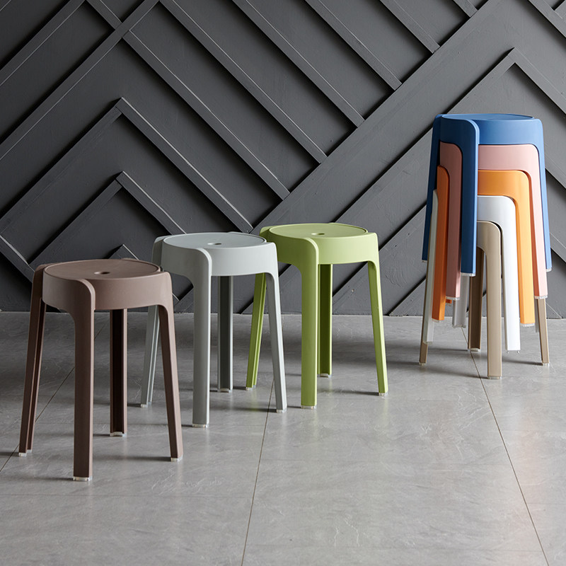 Morandi Color Plastic Stool Home Thickening Living Room Adult Creative Round Bench Economy Type High Face Value Plastic Stool