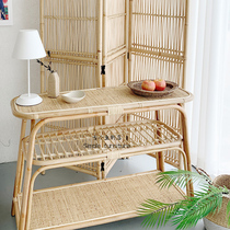 Ancient small fish rattan rack ins creative corner storage three-layer rattan rack simple home furnishings living room bookshelf