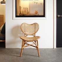 Ancient small fish ins wind rattan chair creative heart-shaped chair hostel restaurant net red back chair simple single rattan chair