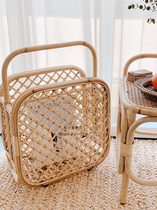 Ancient small fish rattan storage basket storage frame ins wind magazine rack landing newspaper bookshelf home accommodation indoor storage basket
