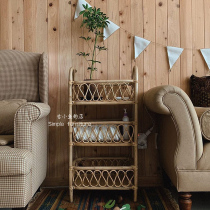 Ancient small fish rattan rack ins wind lodge sofa bedroom bed floor corner storage bookcase rack