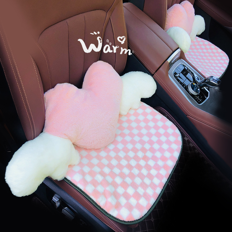 Winter plush car cushion goddess monolithic car simple heating seat cushion car rear four-season universal back cushion