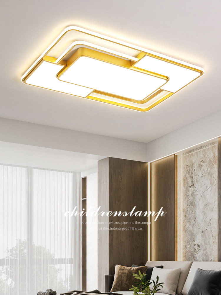 Nordic Golden Led Rectangular Ceiling Light for Living Room, Modern Minimalist Bedroom Room Home Use, Elegant and Luxurious Lighting Fixtures