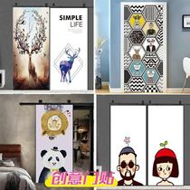 Nordic room door sticker door sticker all-inclusive bedroom home waterproof glass sticker security door glass sticker personality refurbishment