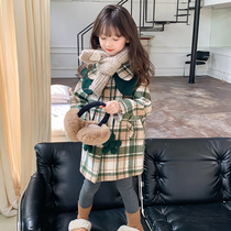 French Fad Sincgo girls woolen coat winter style childrens thickened little girls quilted top jacket