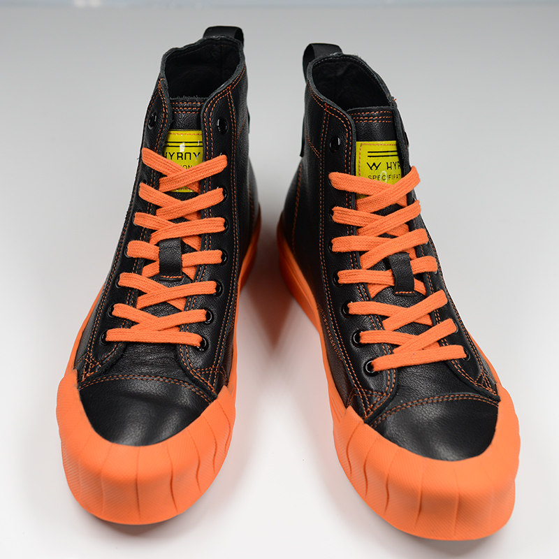 Tide Cards Hip Hop High Silo Shoes Male Shells Head Summer Han Prints Genuine Leather Black High Bonboard Shoes Europe Station Tide Shoes