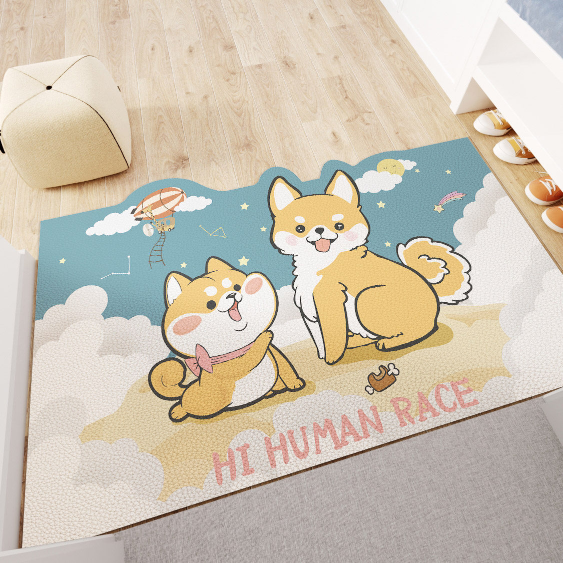 Cartoon pu entry door can be scrubbed PVC floor mat entry door household leather thin carpet creative foot mat wash-free