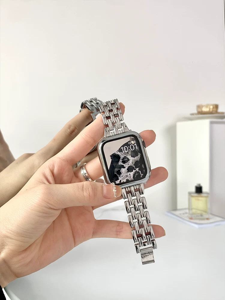 Совместимый ремешок IWATCH металл Apple Watch Applewatch44mm5 поколения креативный streamline 7-е поколение ins tide