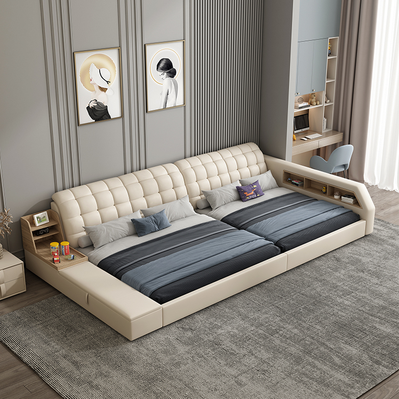 Tatami Family Bed Extra Large Bed 3m Master Bedroom Family of Four Modern Simple Second and Third Child Family 4-Person Leather Bed Tatami Family Bed Extra Large Bed 3m Master Bedroom Family of Four Modern Simple Second and Third Child Family 4-Person Leather Bed