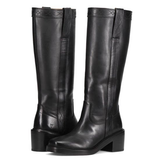 
FRYE women's fashion boots wood grain embroidery soft bottom comfortable inch heel medium tube