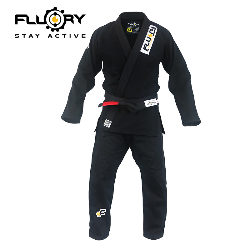 FLUORY ファイヤーバリア ブラジリアン柔術 BJJ GI 柔道ユニフォーム プロフェッショナル 大人用 ブラック 柔道ユニフォーム トレーニング 男女兼用