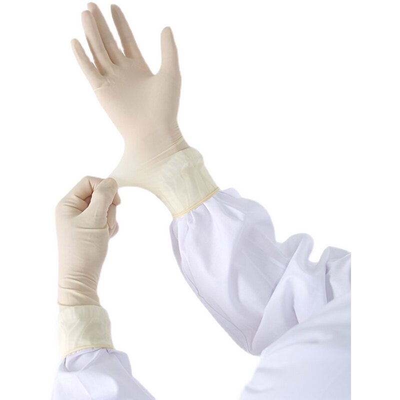 Disposable sterilized latex gloves lengthened and thickened dust-free powder-free scientific research laboratory dental rubber examination gloves