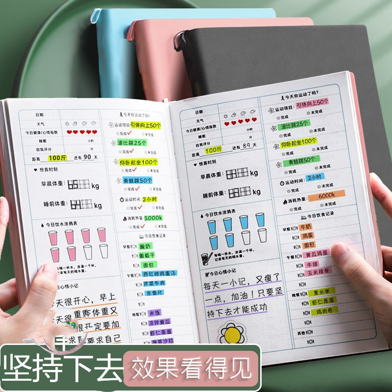 Weight loss supervision punch card delay reminder plan table wall stickers target self-discipline inspirational diet calorie table artifact hand account