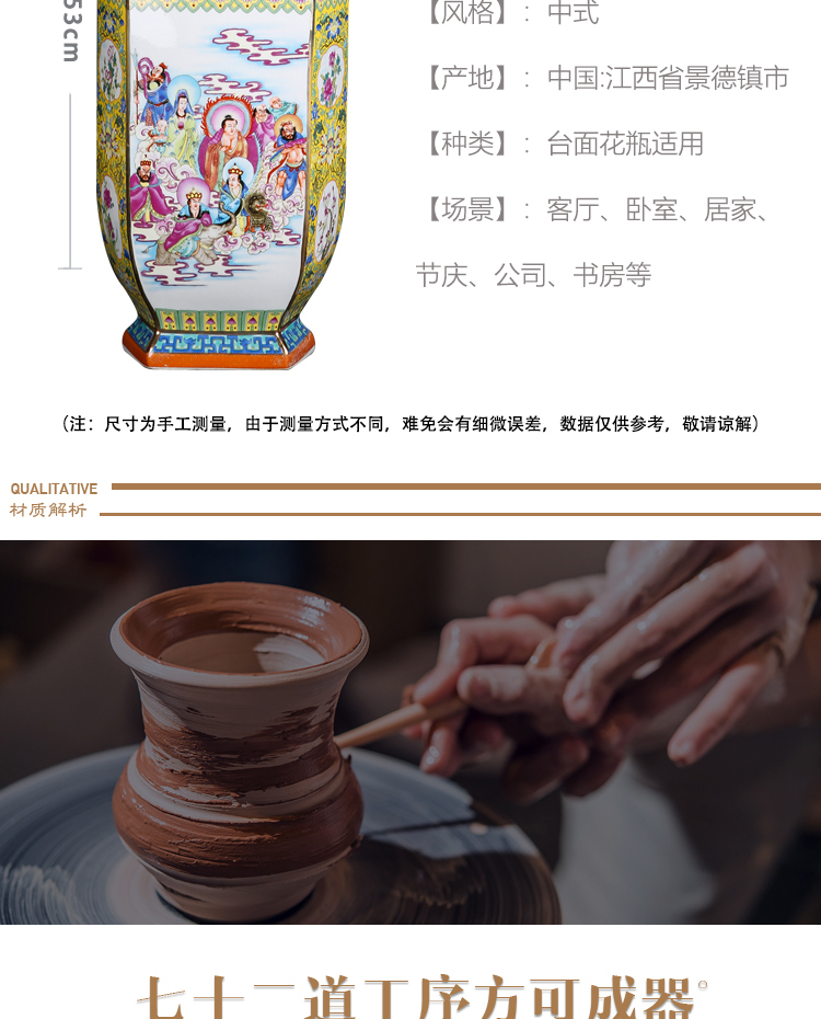 Jingdezhen ceramics vase archaize ears like pastel group fairy figure Chinese birthday six bottles of sitting room place